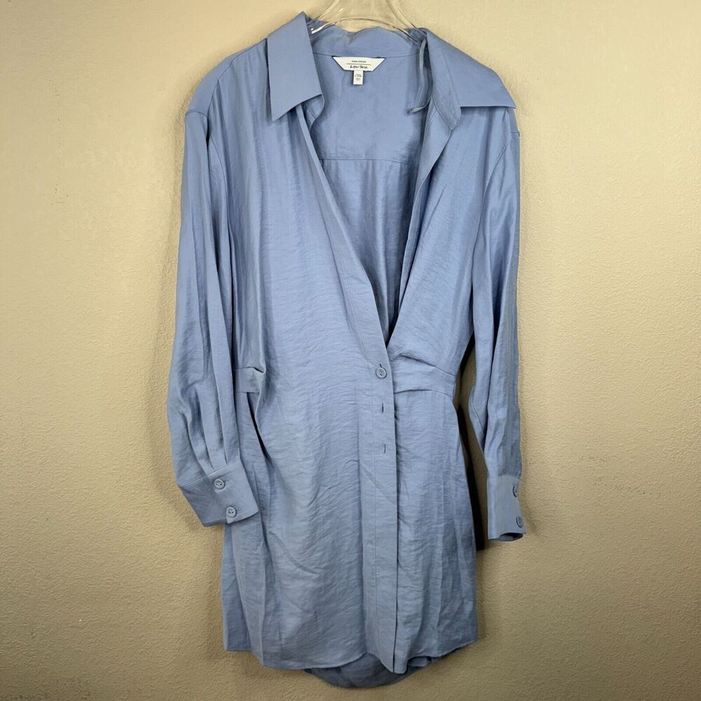 & Other Stories Long Sleeve Shirt Dress Classy Capsule Blue Size 38 Butter Soft
